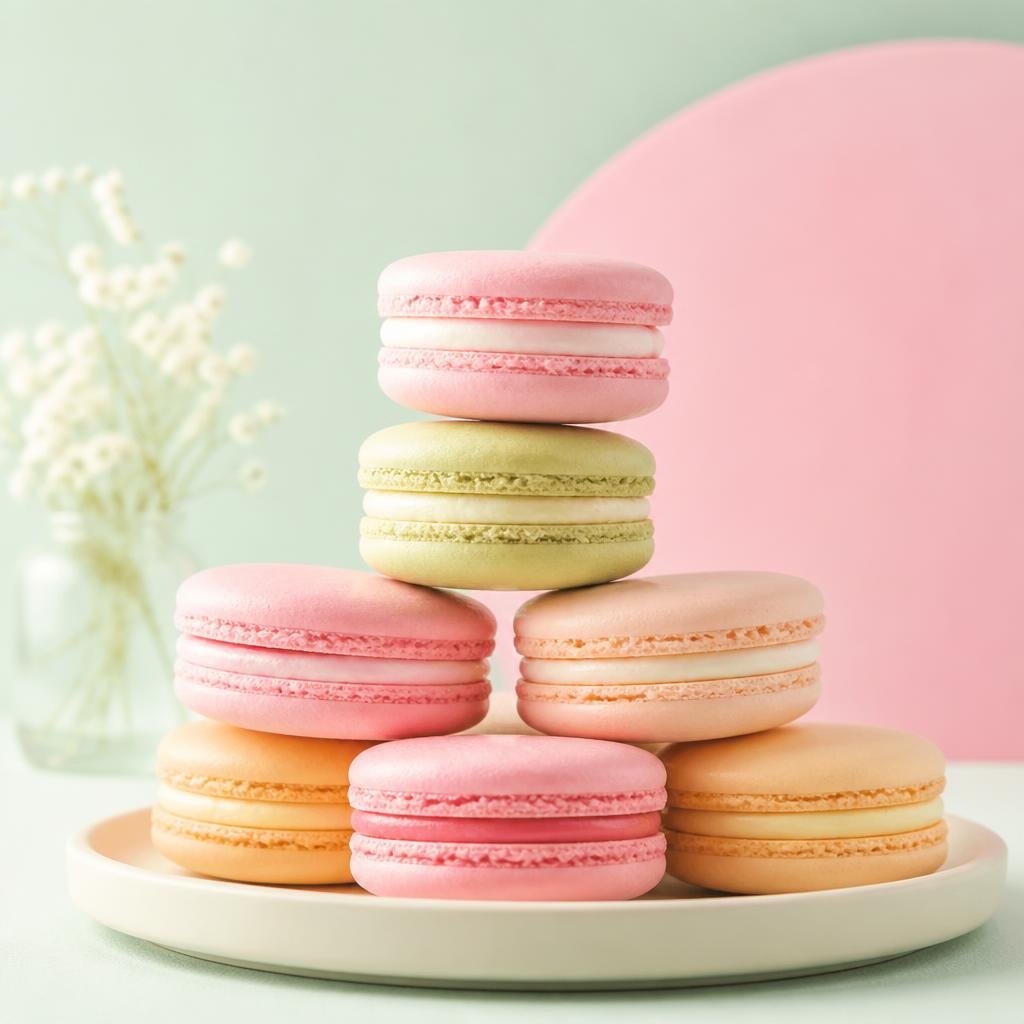 Stack of pastel French macarons