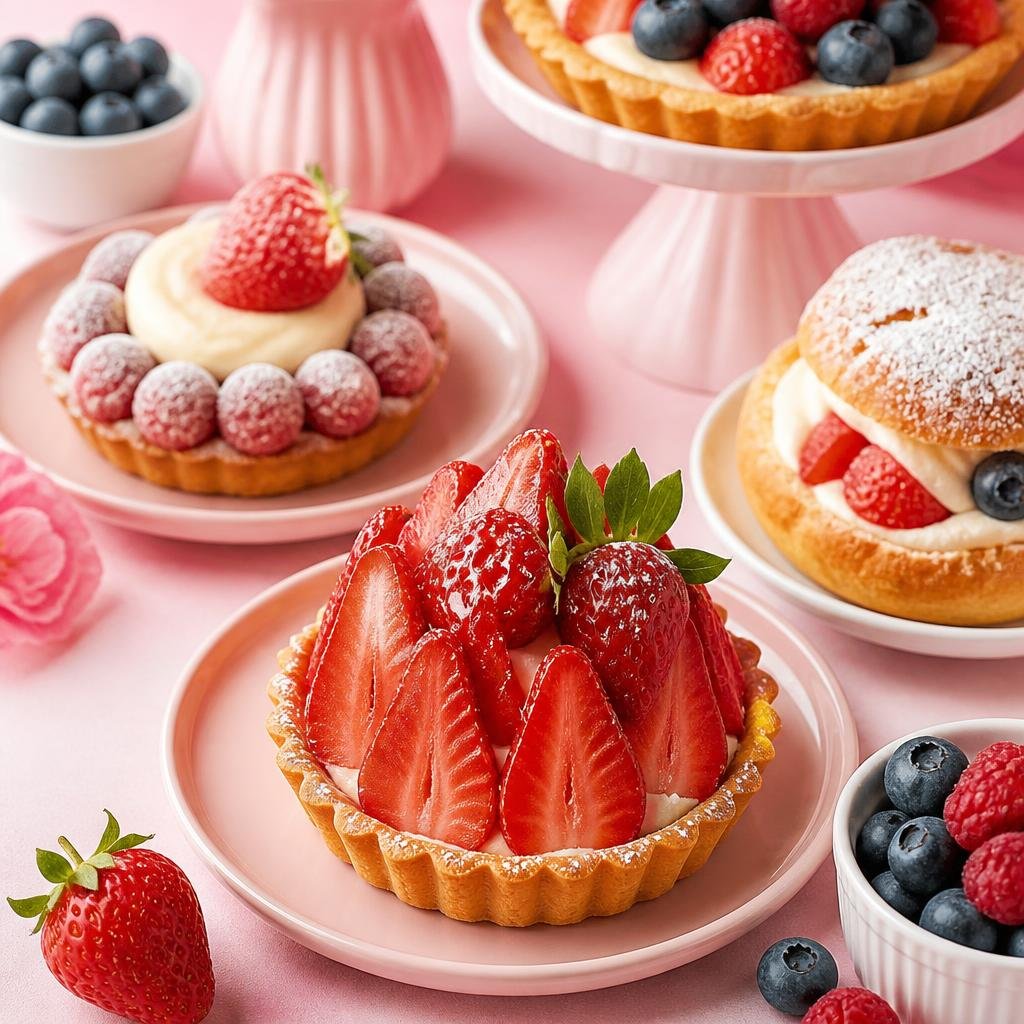 Strawberry tarts and fruit pastries